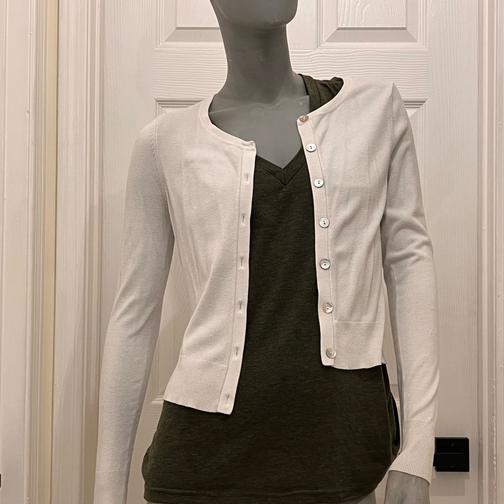 Express Ivory Button-Up Cardigan